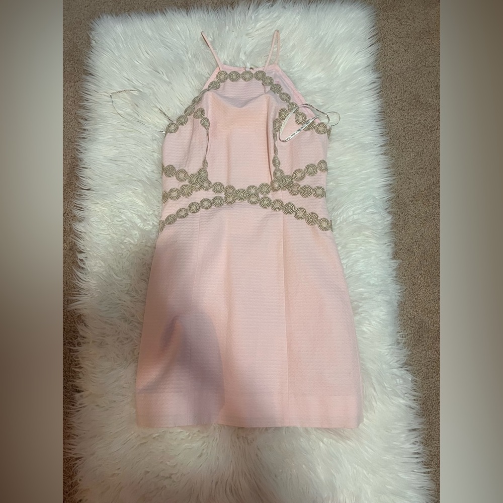 Lilly Pulitzer NWOT pink size 00 with gold trim dress